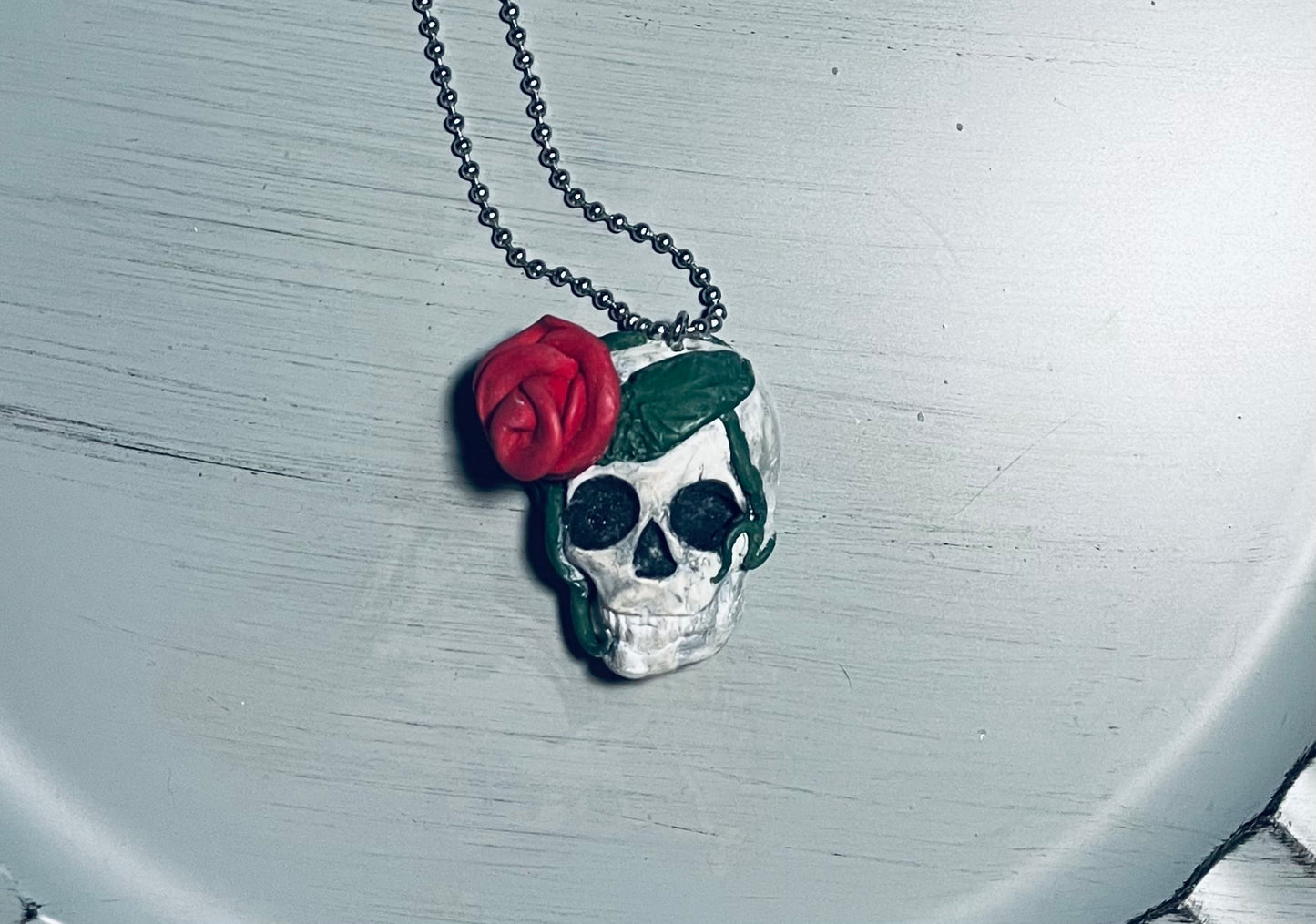Skull Necklace with Rose