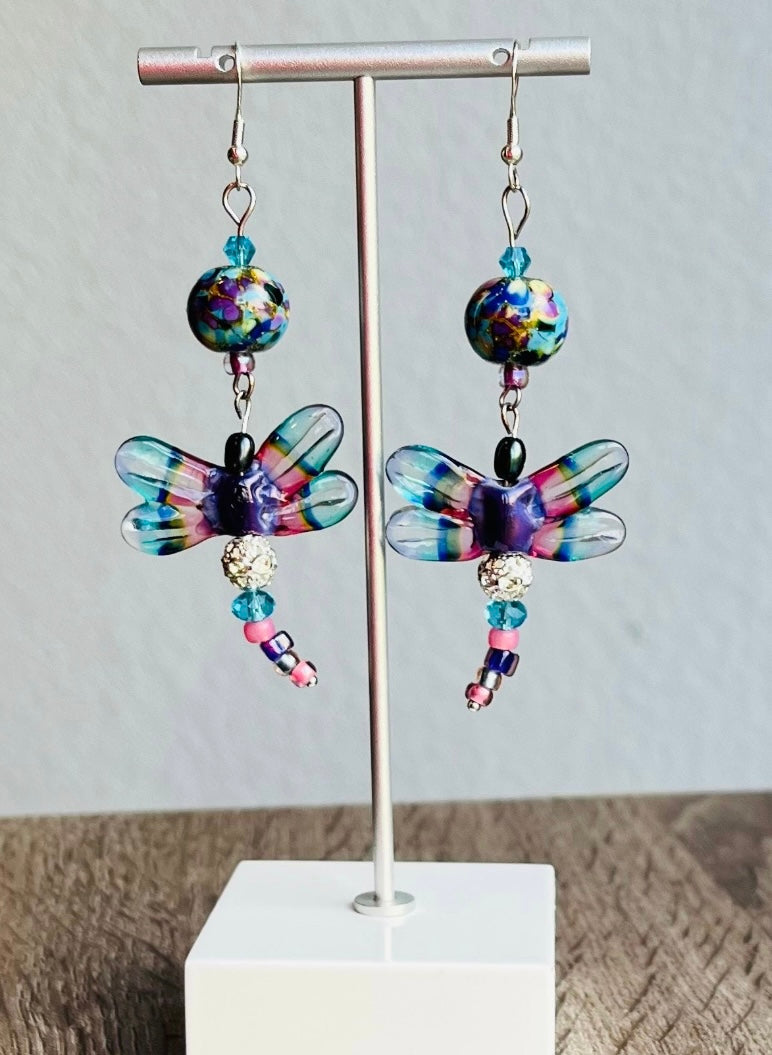 Blue Dragonfly Ear Art
