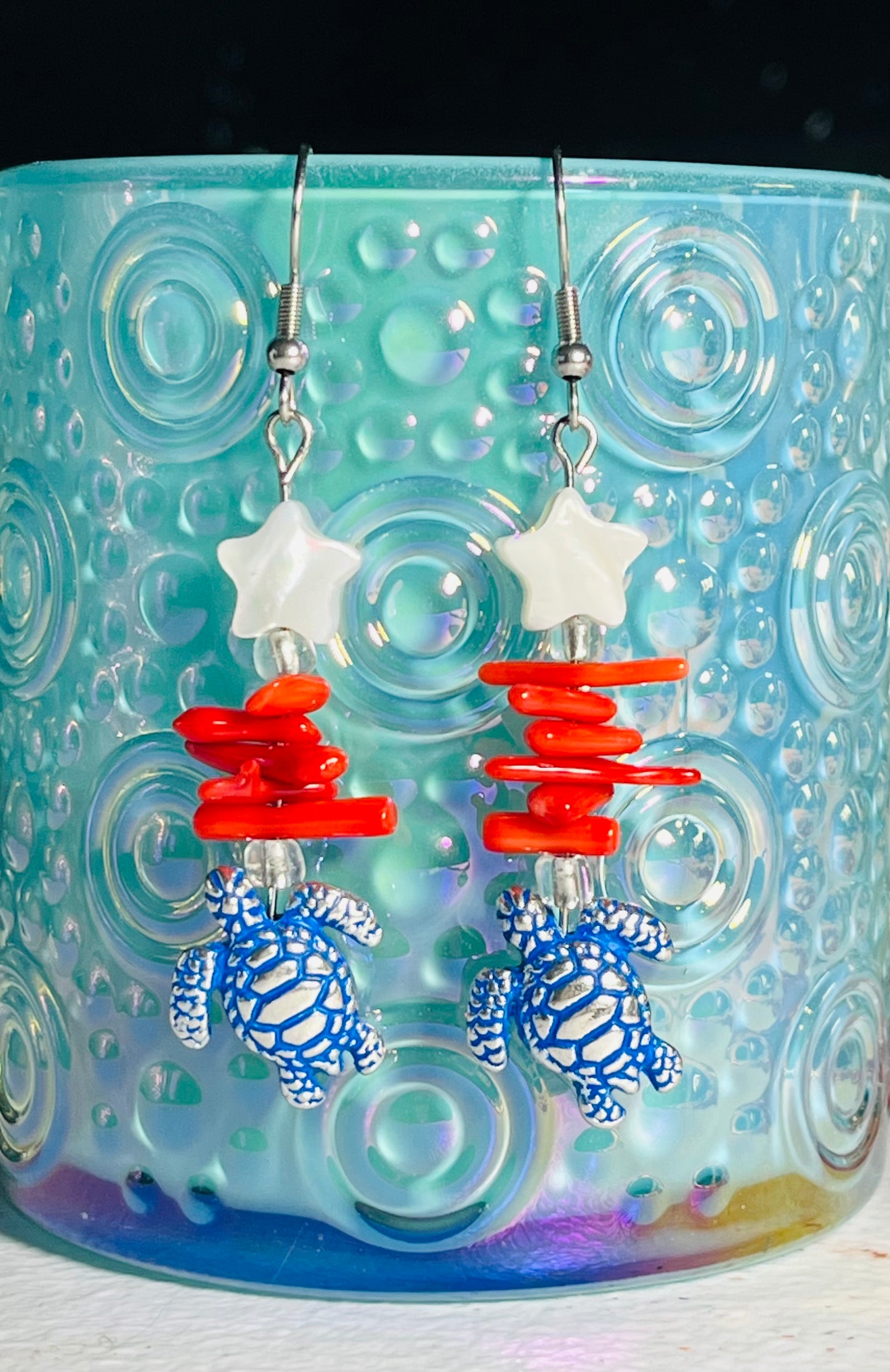 Beachy Patriotic Sea Turtle Ear Art