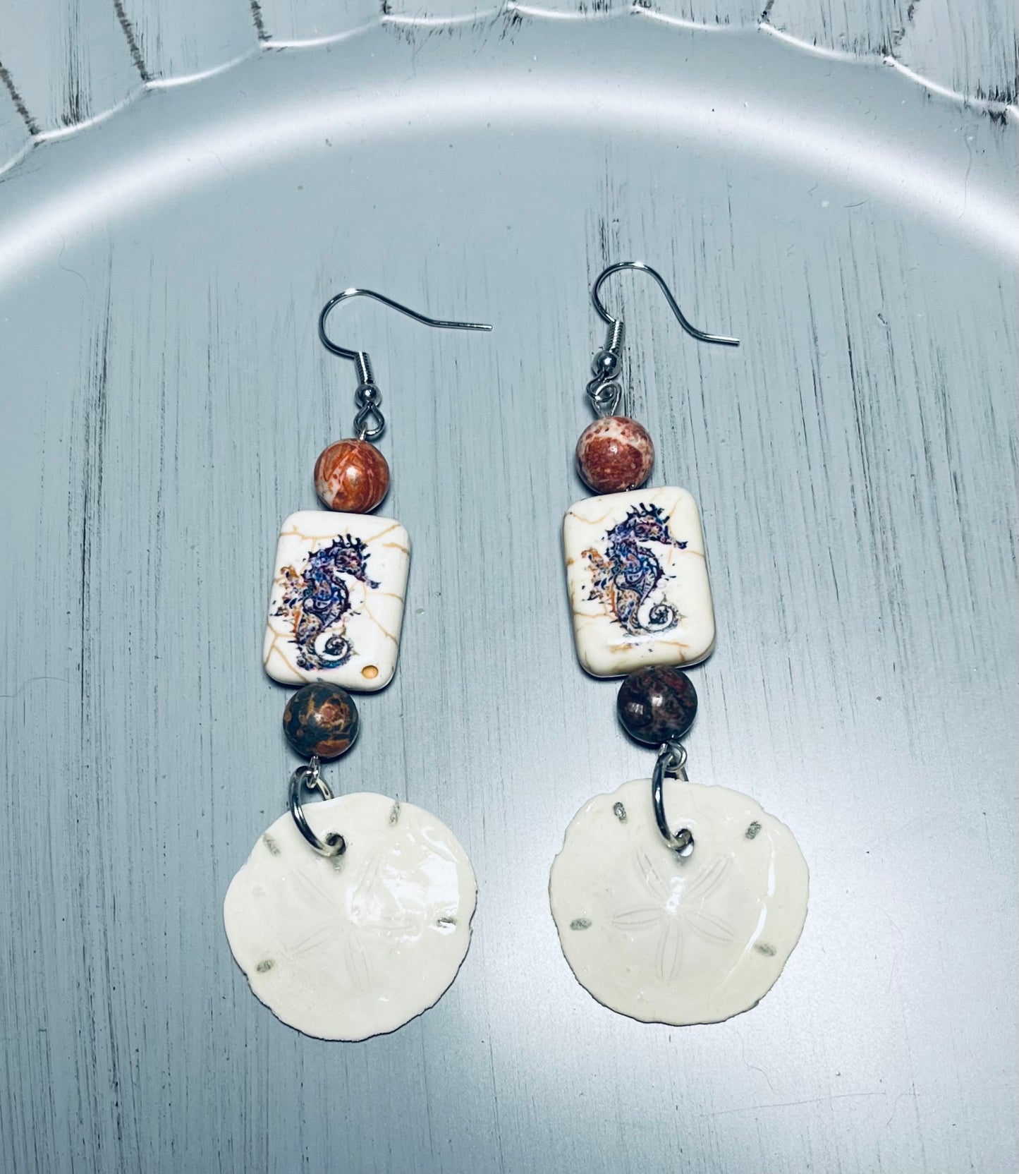 Seahorse Sand Dollar Earrings
