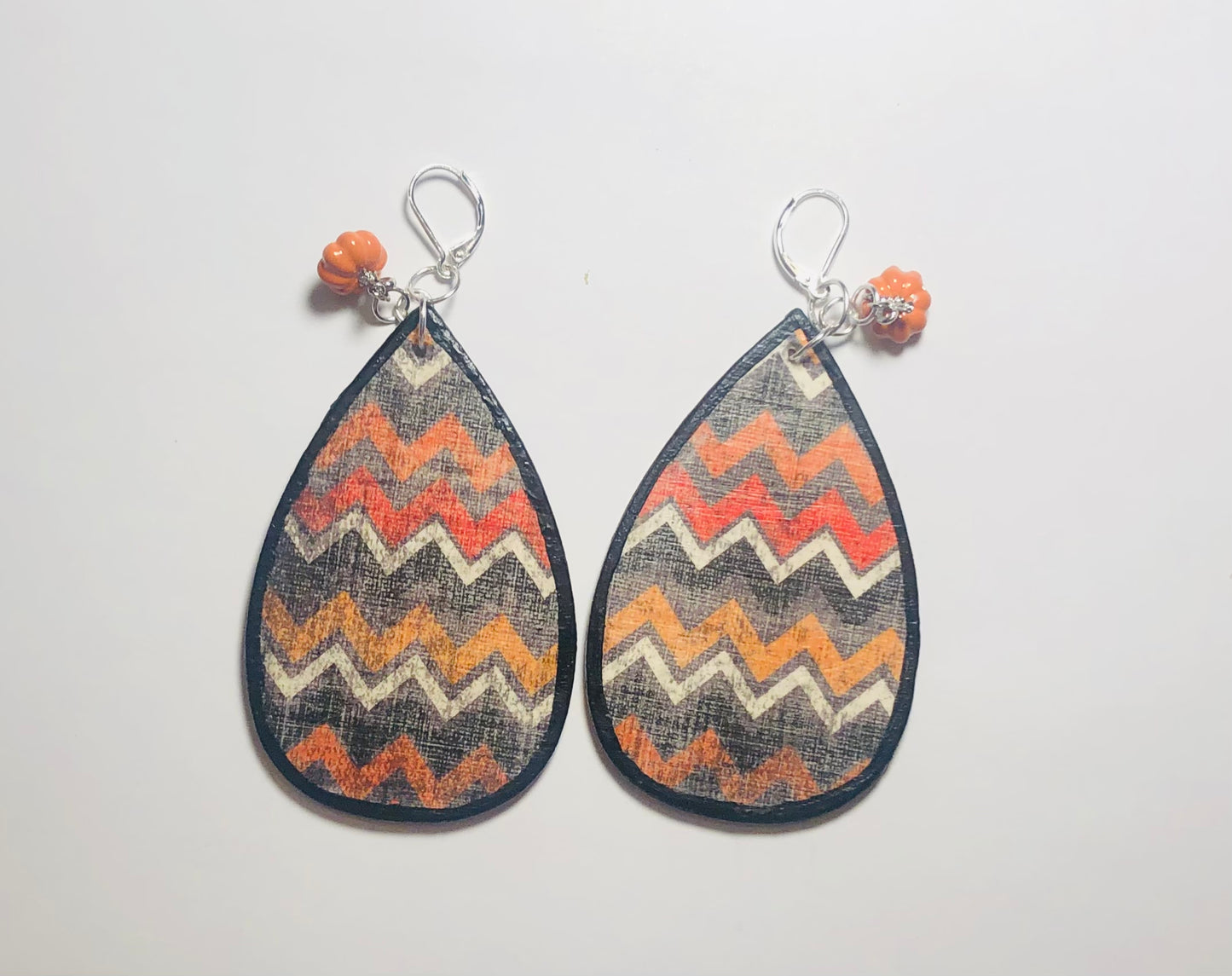 Reversible Pumpkin Chevron Earrings