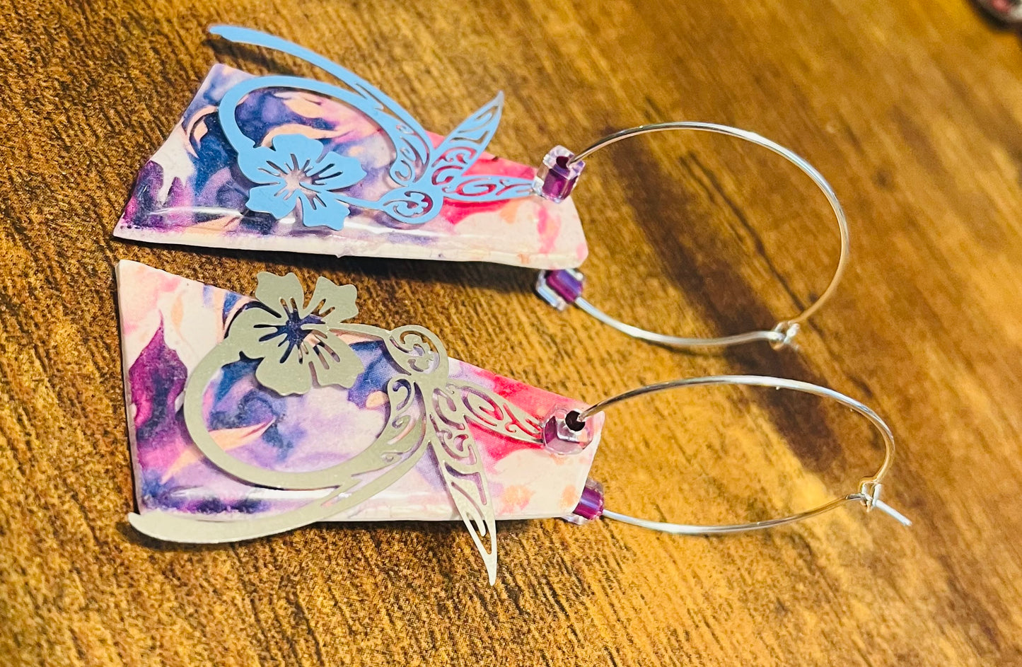 Botanical Hummingbird Hoops Ear Art