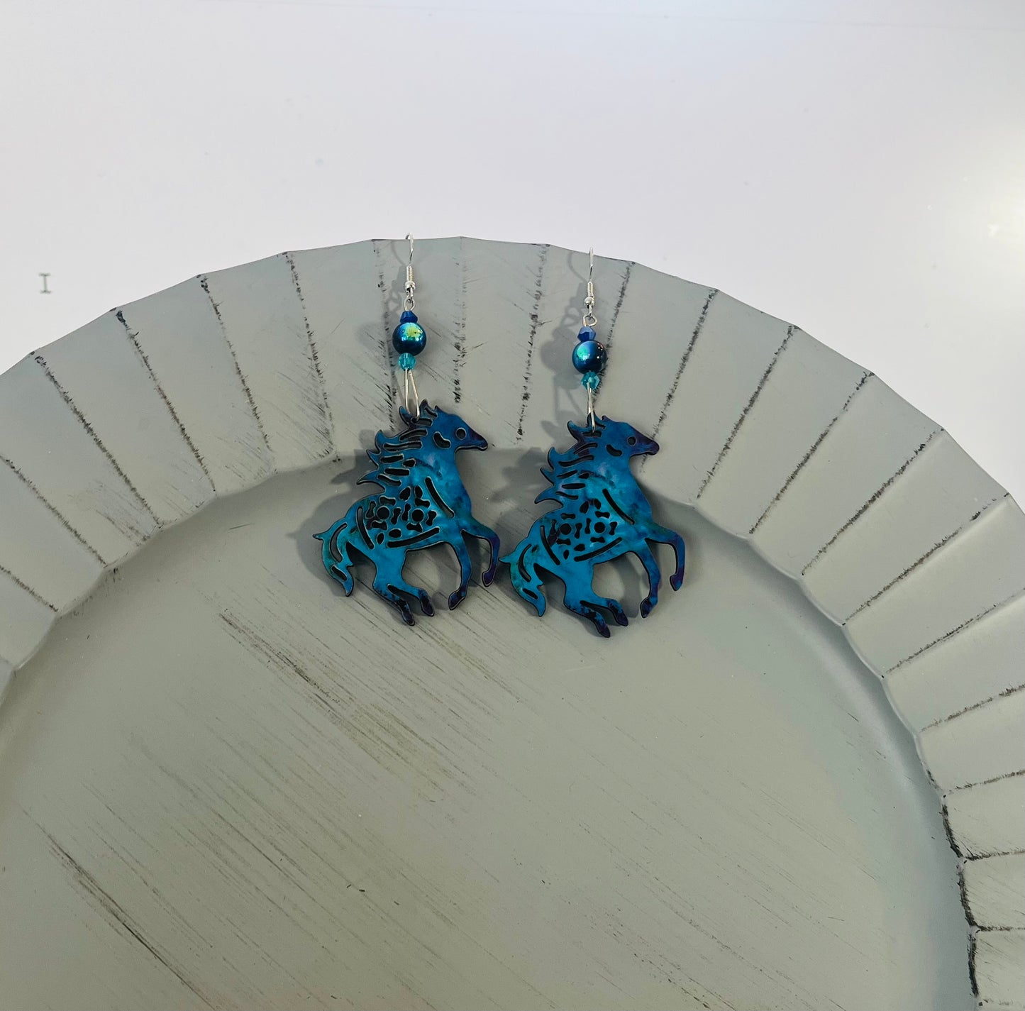 Blue Horse Earrings