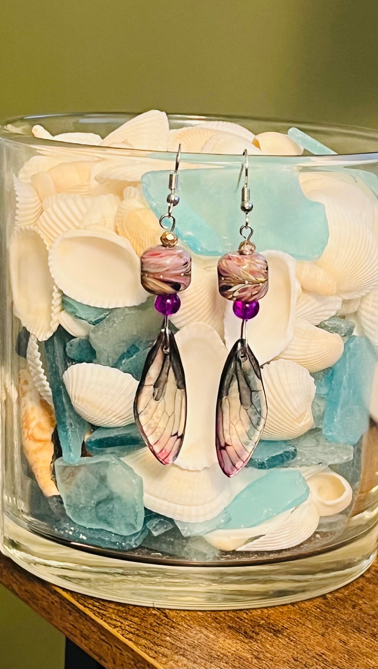 Lavender Dragonfly Wings Ear Art