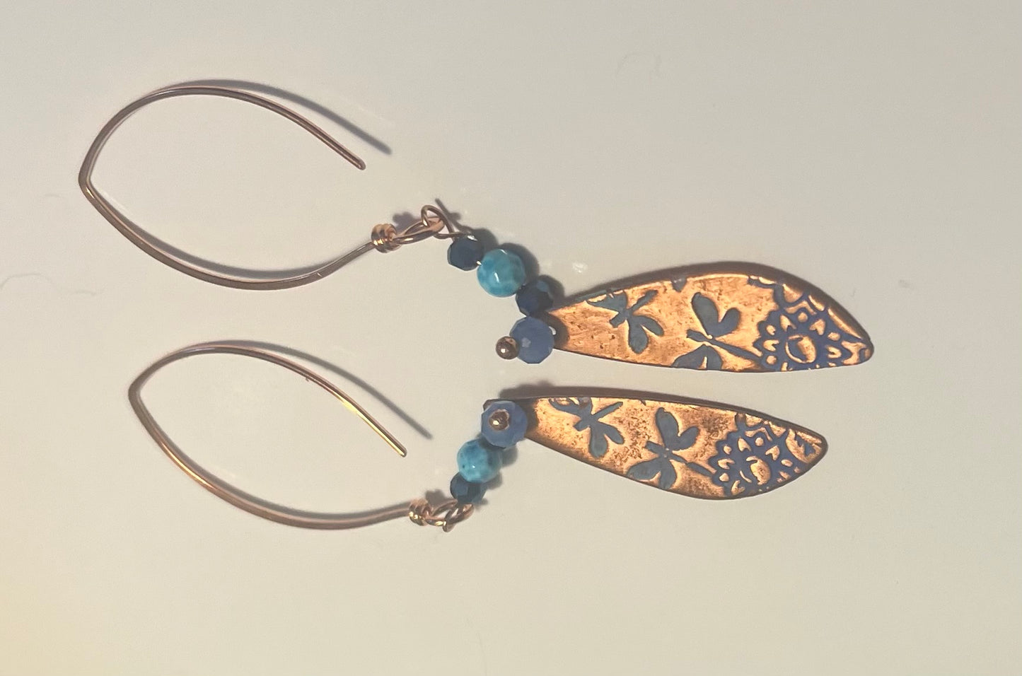 Copper Sunset Skies with Blueberry Dragonflies Ear Art