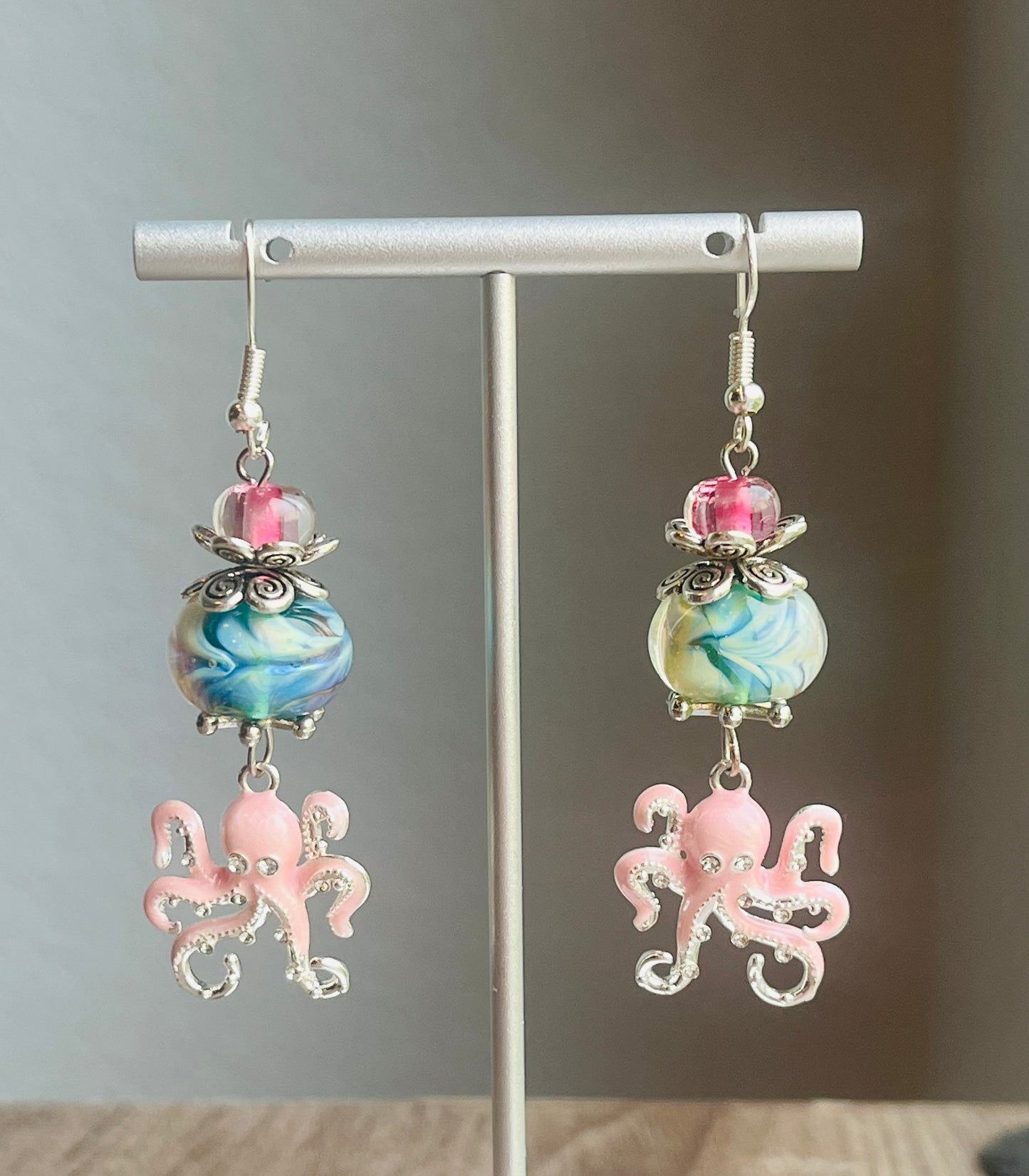 Pink Octopus Earrings