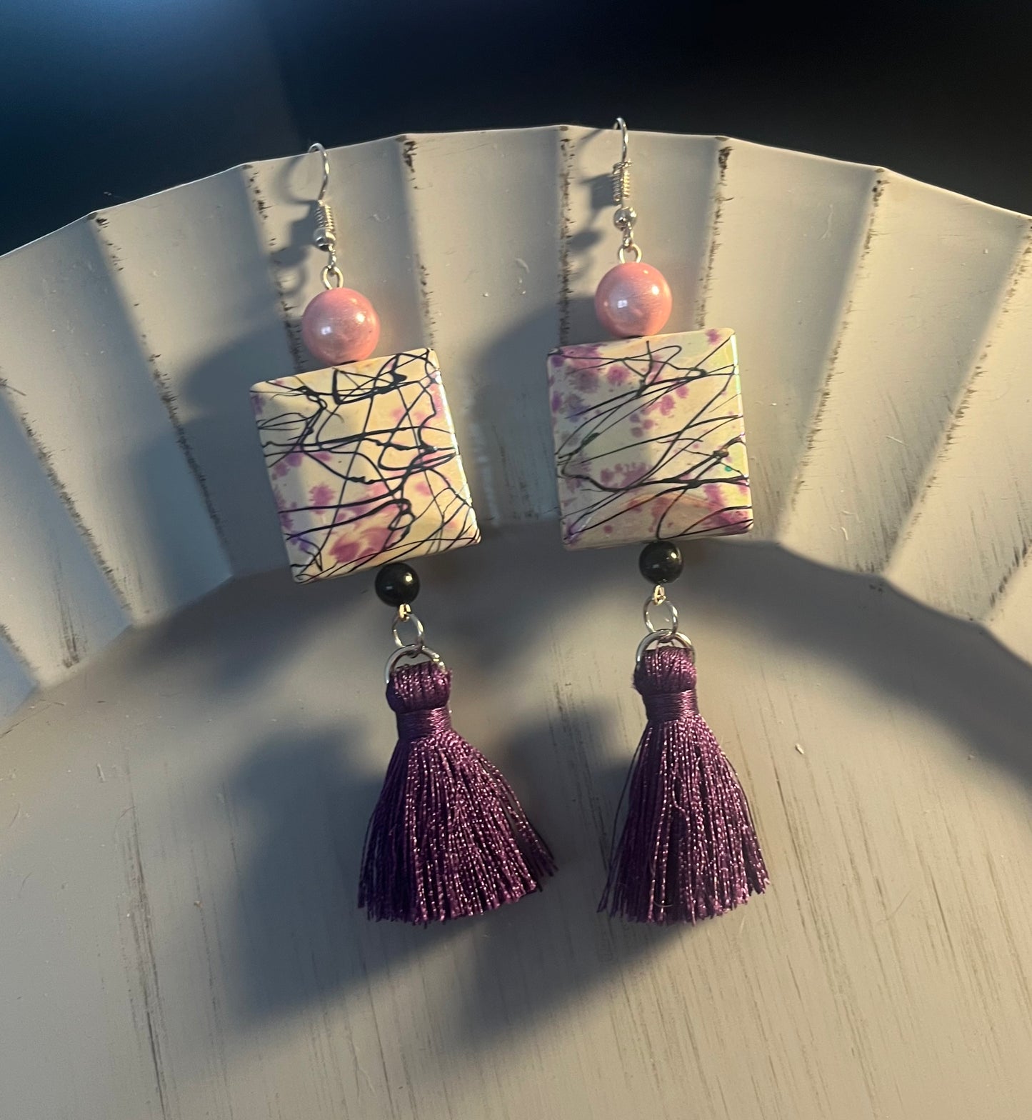 Pink and Purple Tassel Ear Art