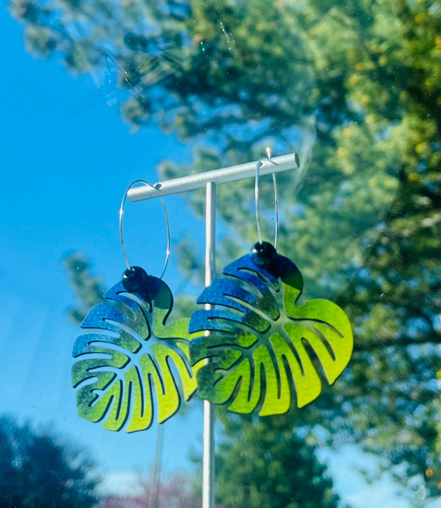 Monstera Hoop Earrings
