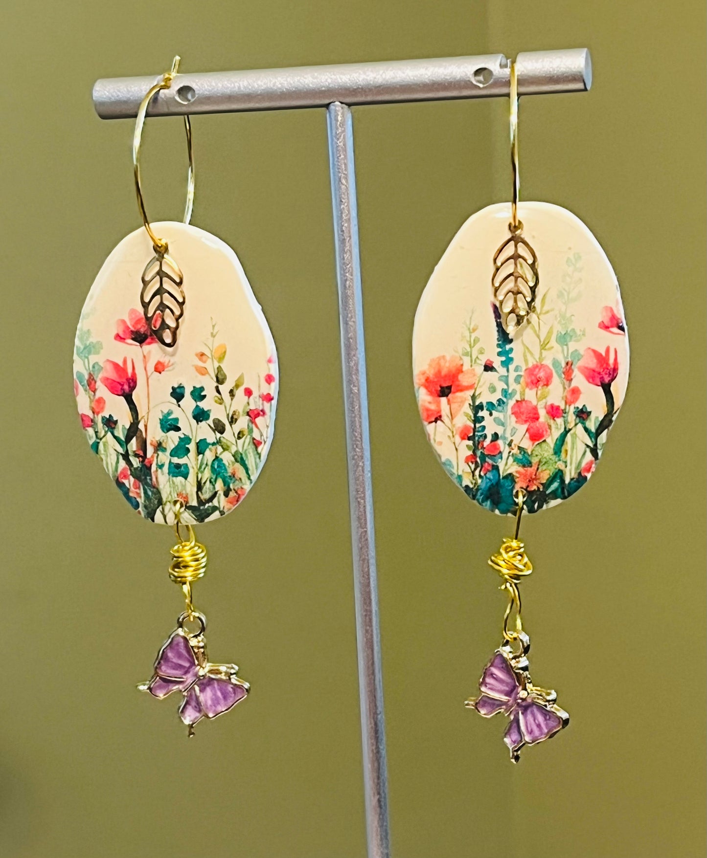 Flower Garden with Butterfly Hoops Ear Art