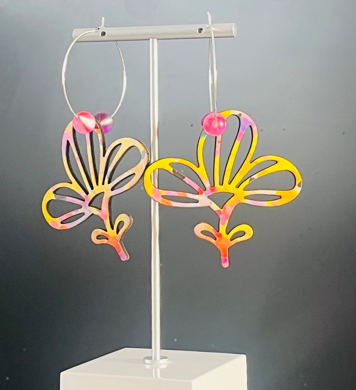 Colorful Floral Hoop Earrings