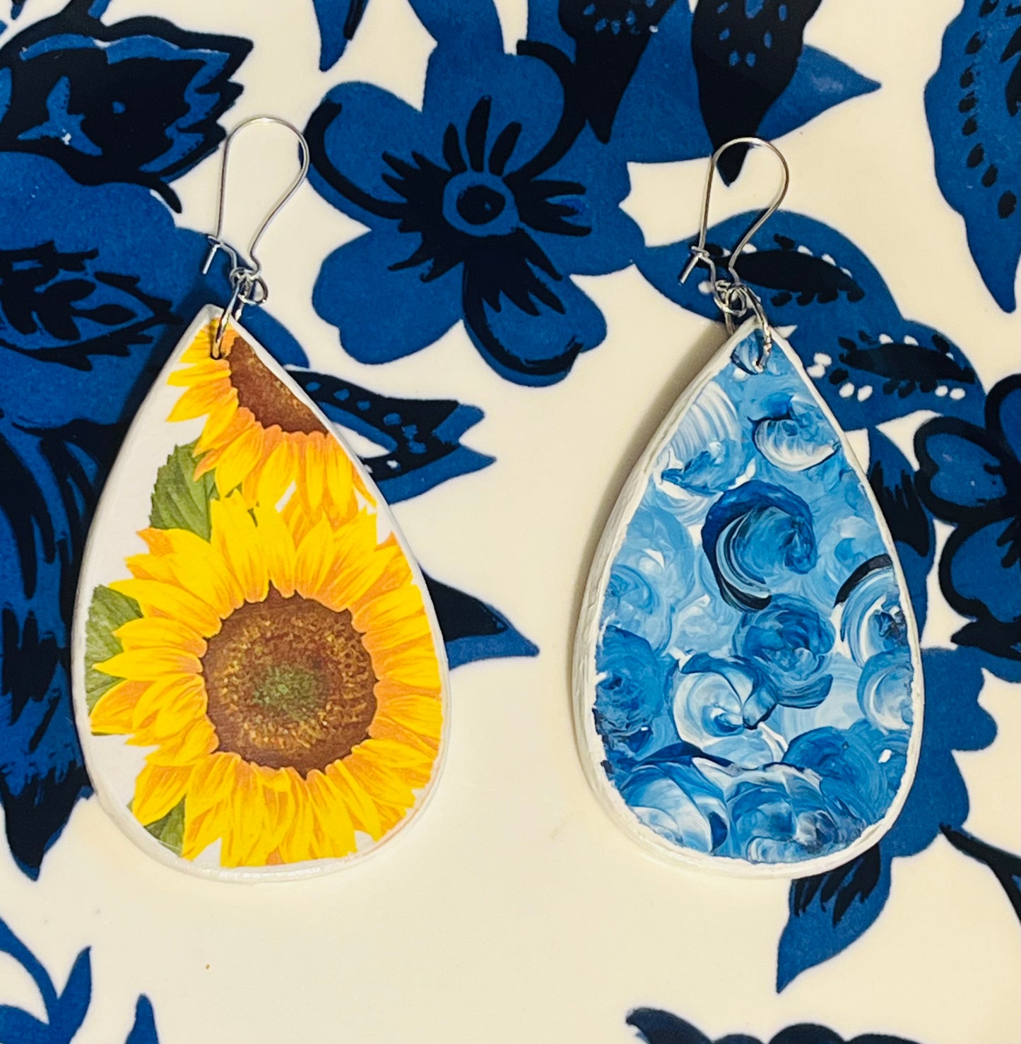 Reversible Sunflower Starry Night Ear Art