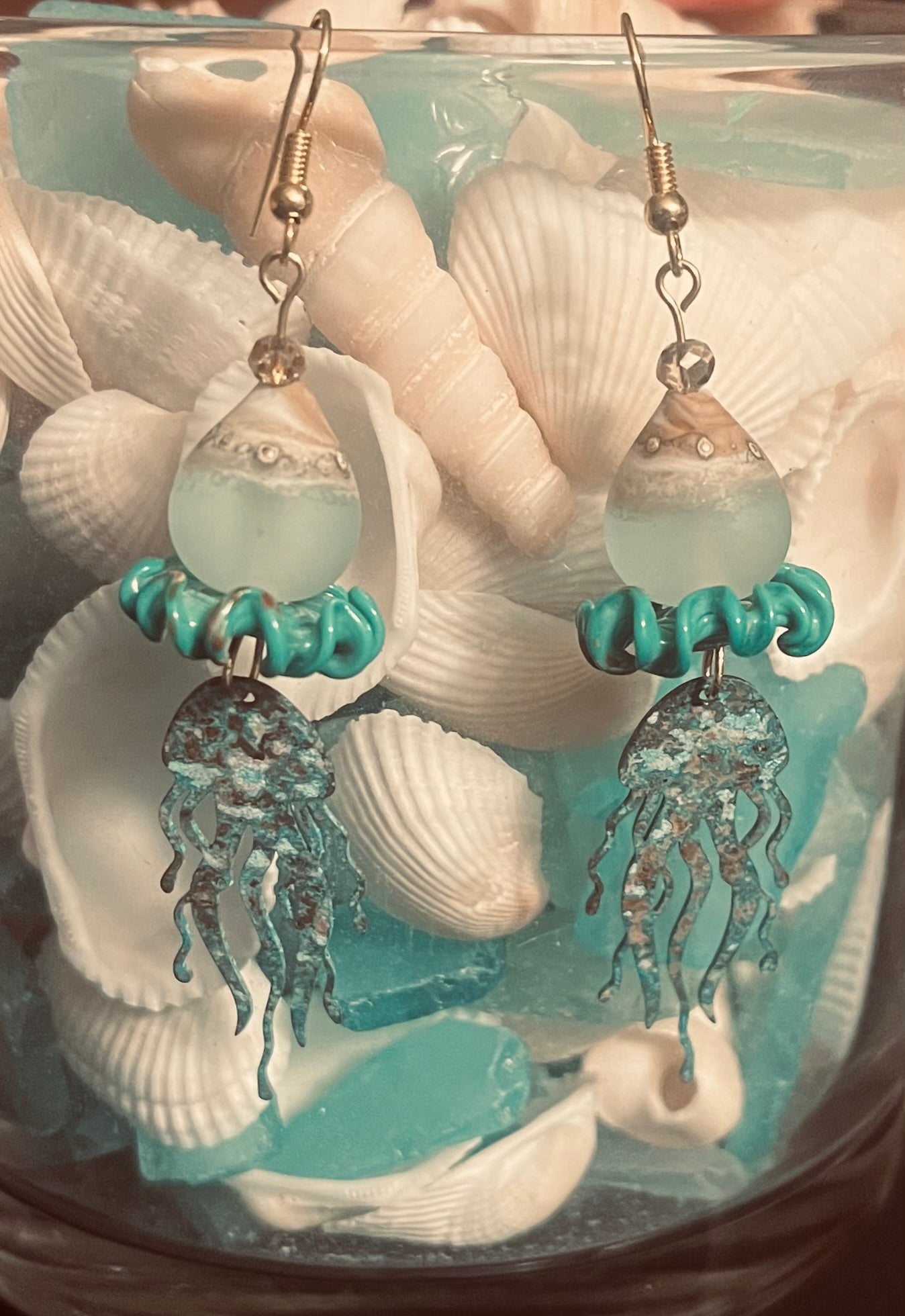 Patina Jellyfish Ear Art