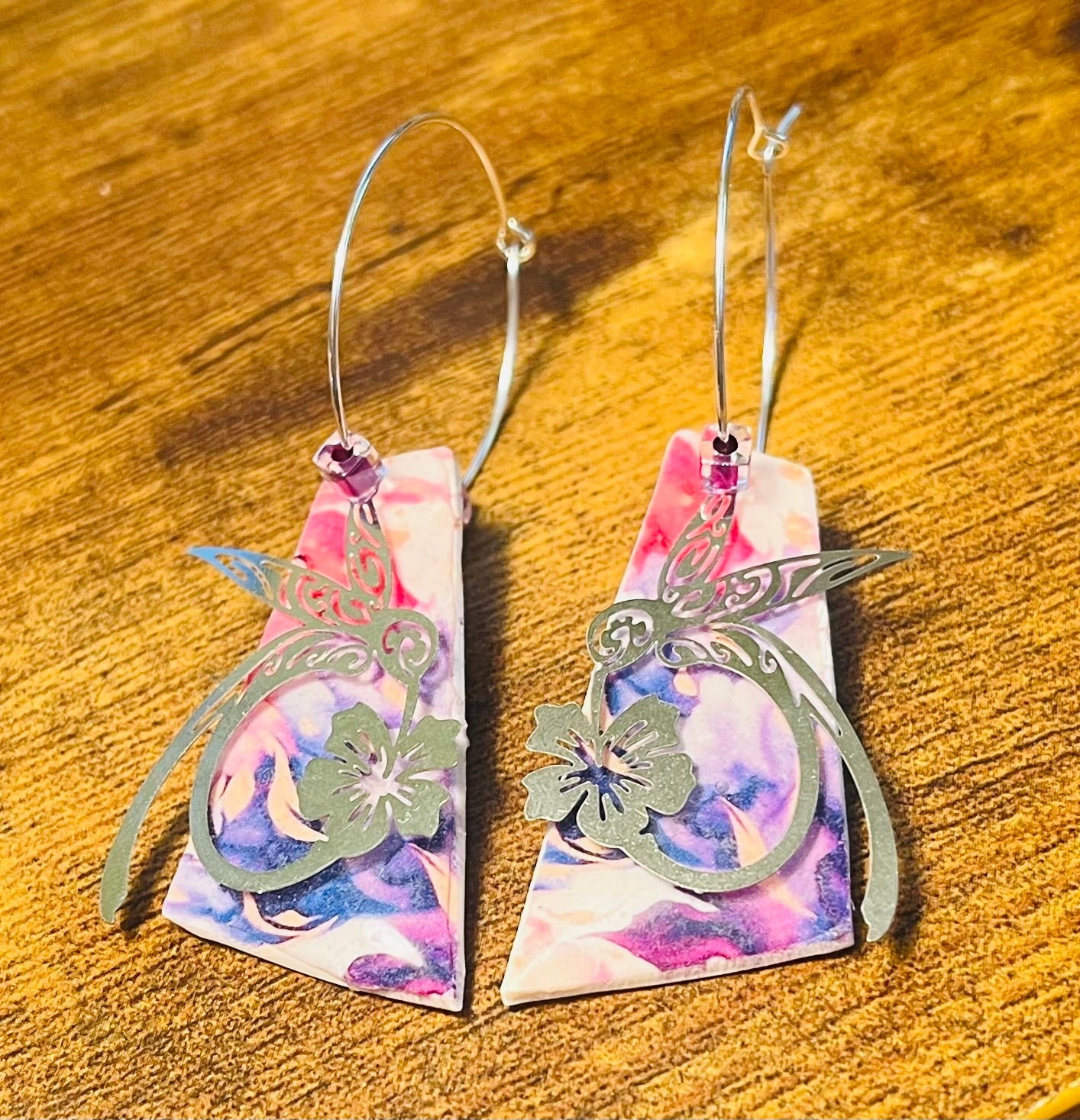 Botanical Hummingbird Hoops Ear Art
