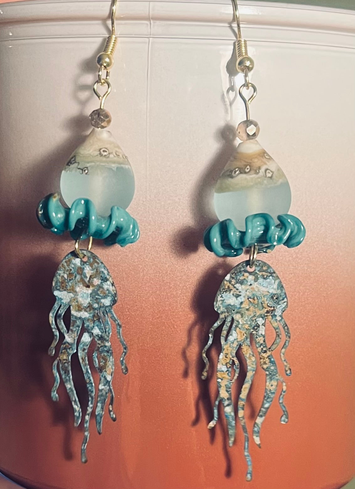 Patina Jellyfish Ear Art