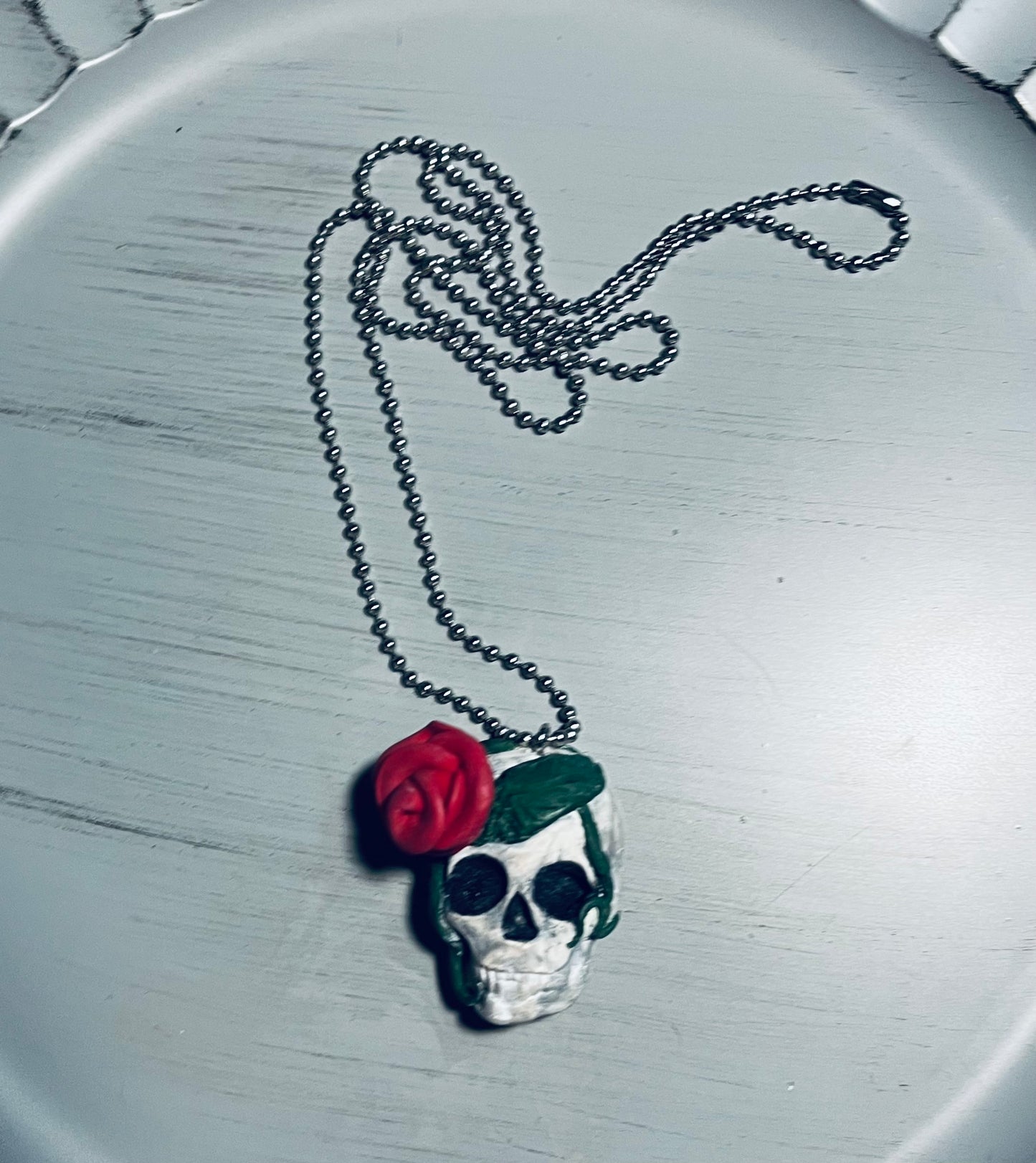 Skull Necklace with Rose