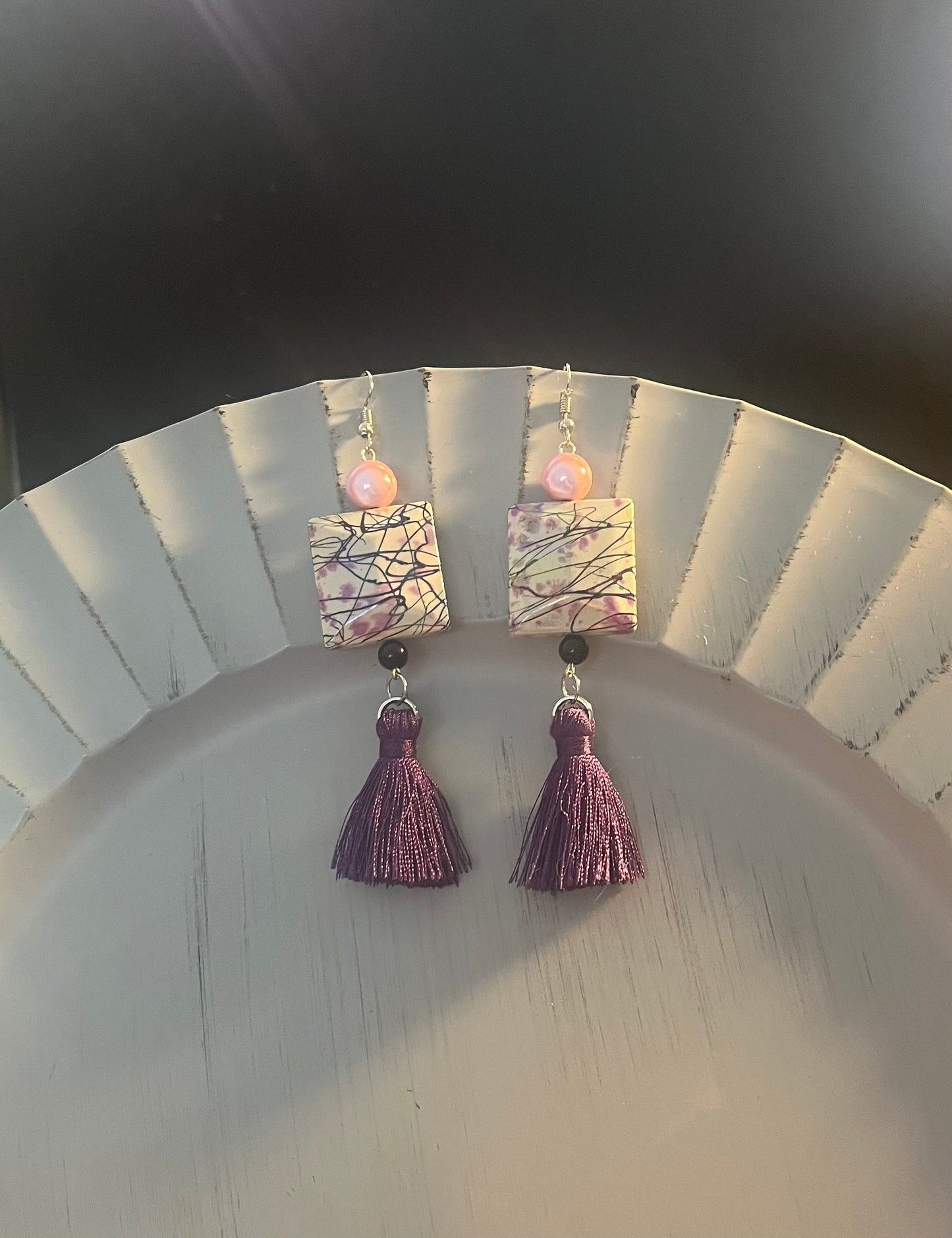Pink and Purple Tassel Ear Art
