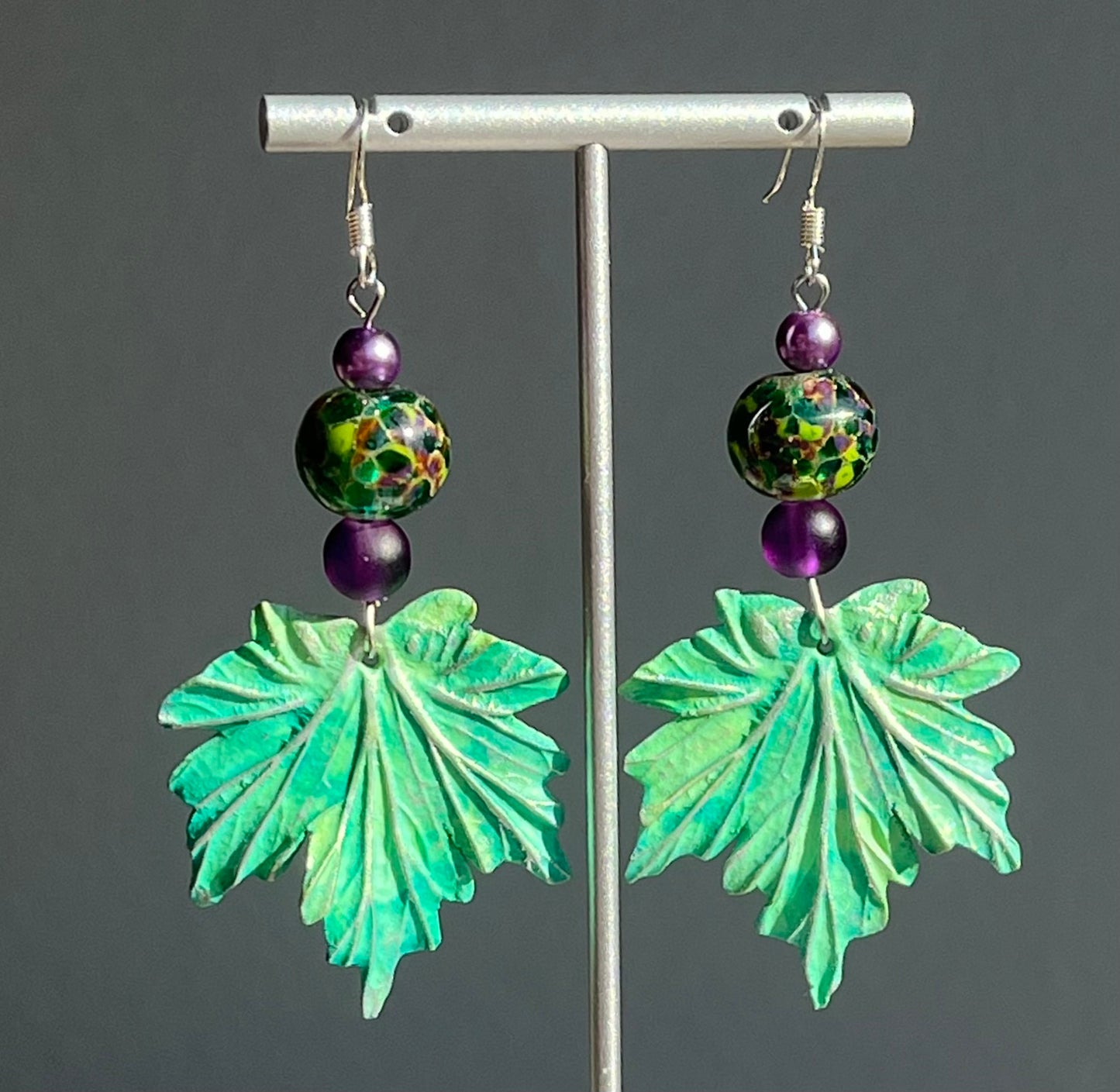 Stained Glass Maple Leaves Ear Art