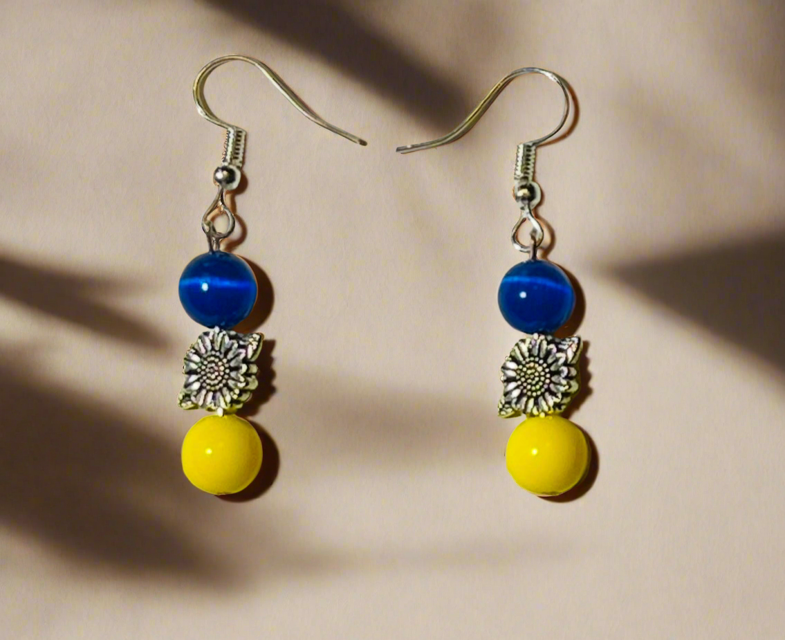 Support Ukraine Sunflower Bead Dainty Ear Art