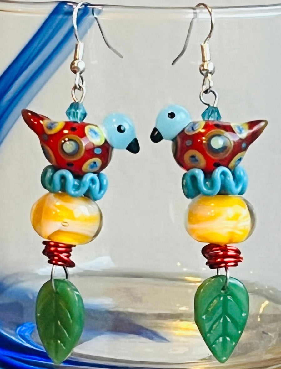 Colorful Bird Ear Art