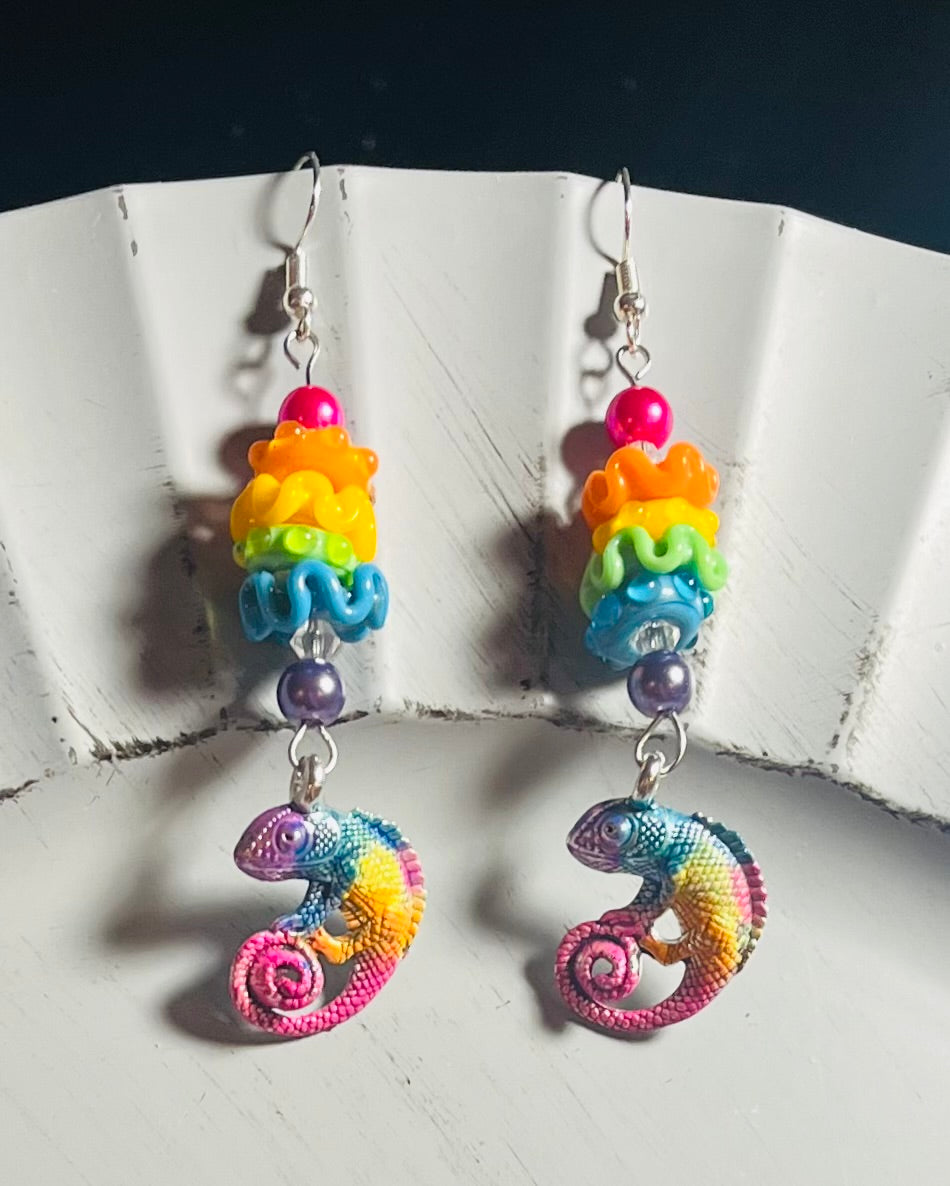 Rainbow Tie Dye Chameleon Ear Art