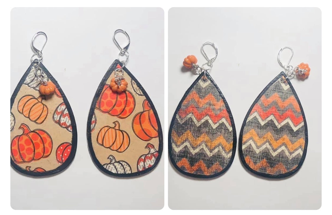 Reversible Pumpkin Chevron Earrings