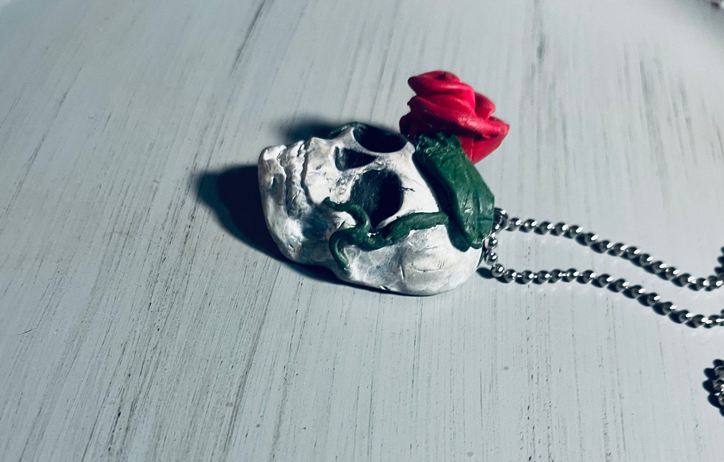Skull Necklace with Rose