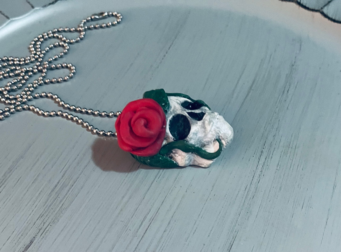 Skull Necklace with Rose