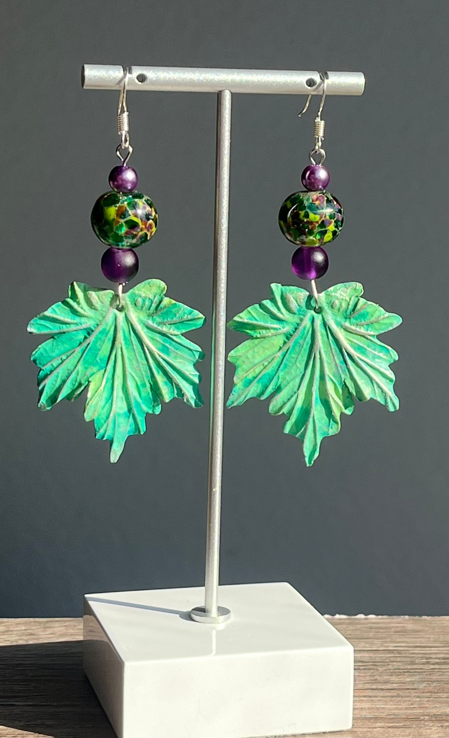 Stained Glass Maple Leaves Ear Art