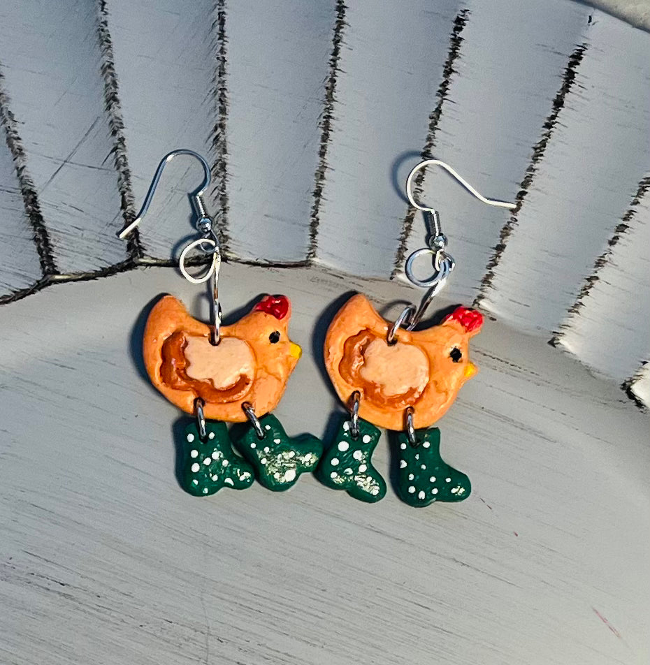 Chikin in Boots Earrings