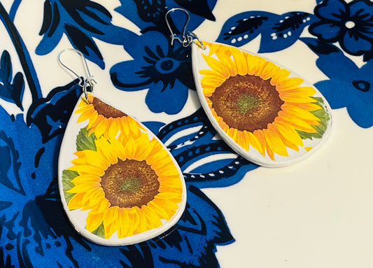 Reversible Sunflower Starry Night Ear Art