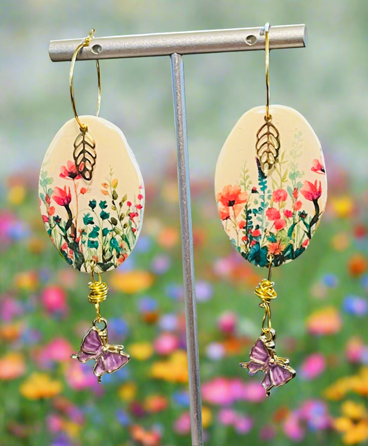 Flower Garden with Butterfly Hoops Ear Art
