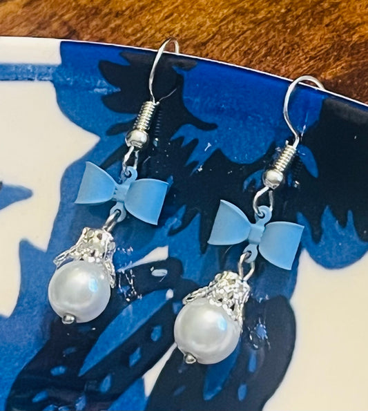 Dainty blue bows Ear Art
