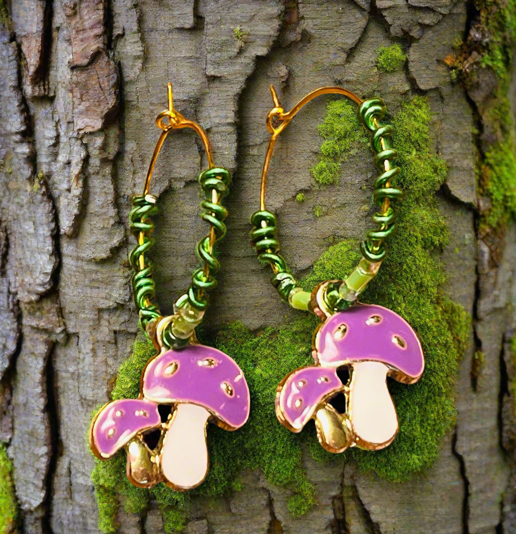 Mushroom Garden Hoops Ear Art
