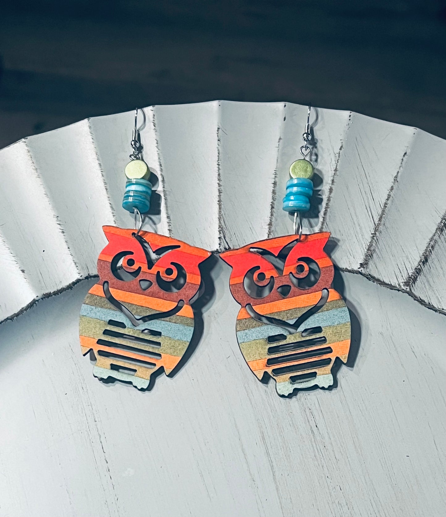 Colorful Striped Owl Earrings