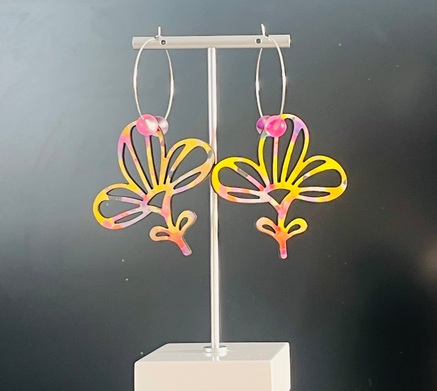 Colorful Floral Hoop Earrings