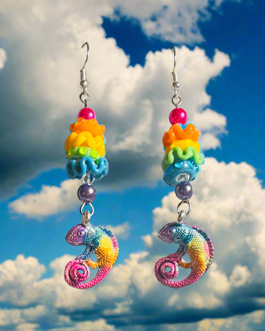 Rainbow Tie Dye Chameleon Ear Art