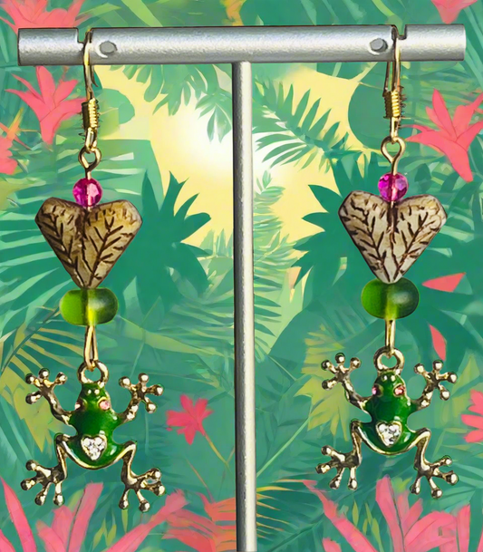 Tree frog puffy hearts Ear Art