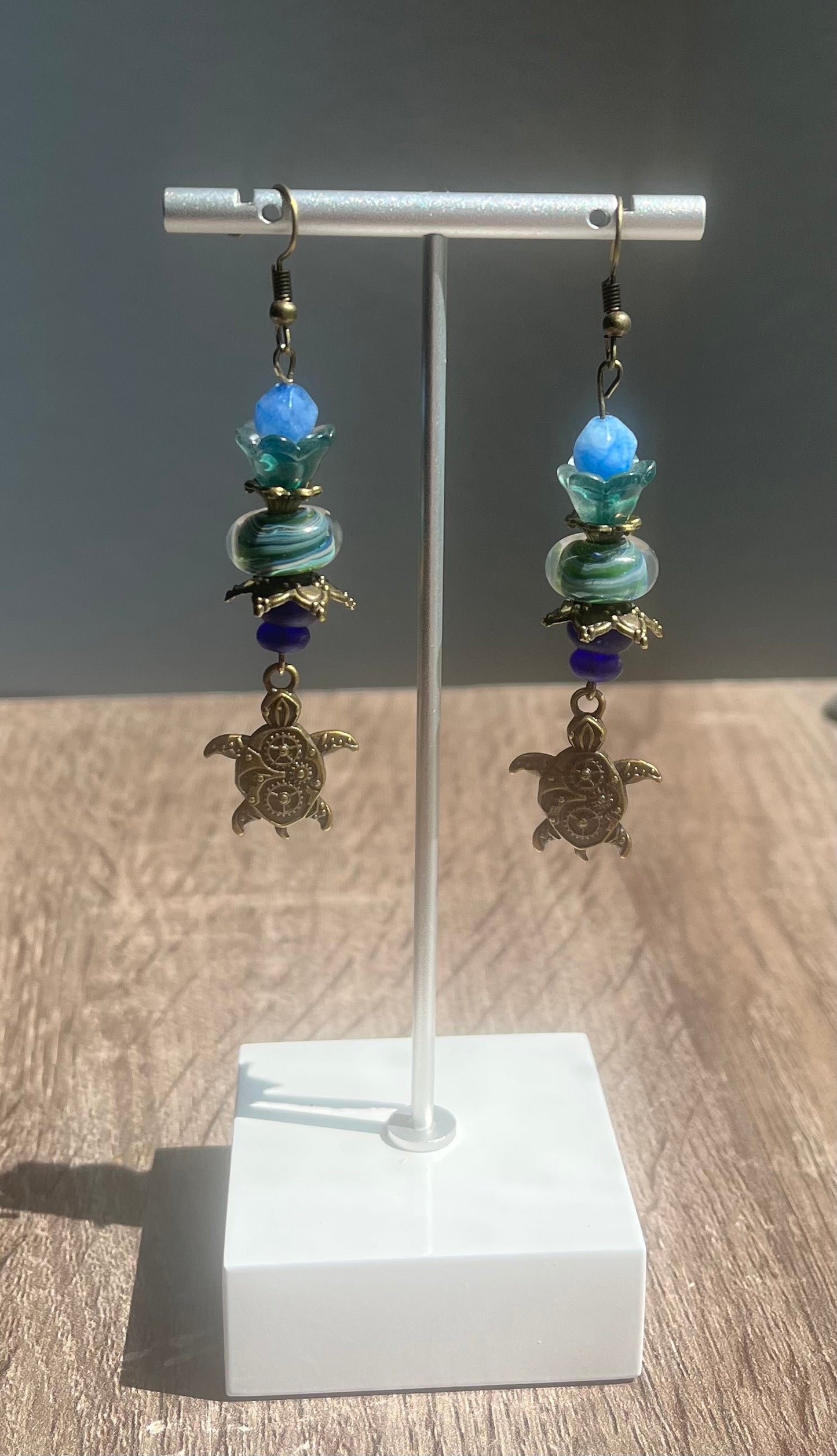 Steampunk Sea Turtle Earrings