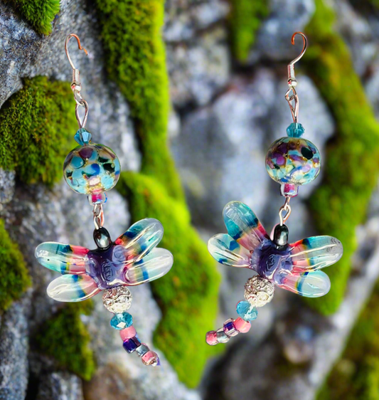 Blue Dragonfly Ear Art