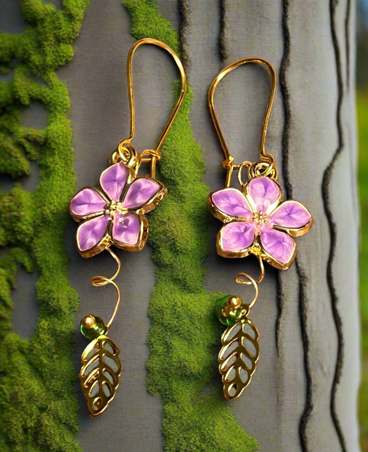 Purple Flowers Ear Art