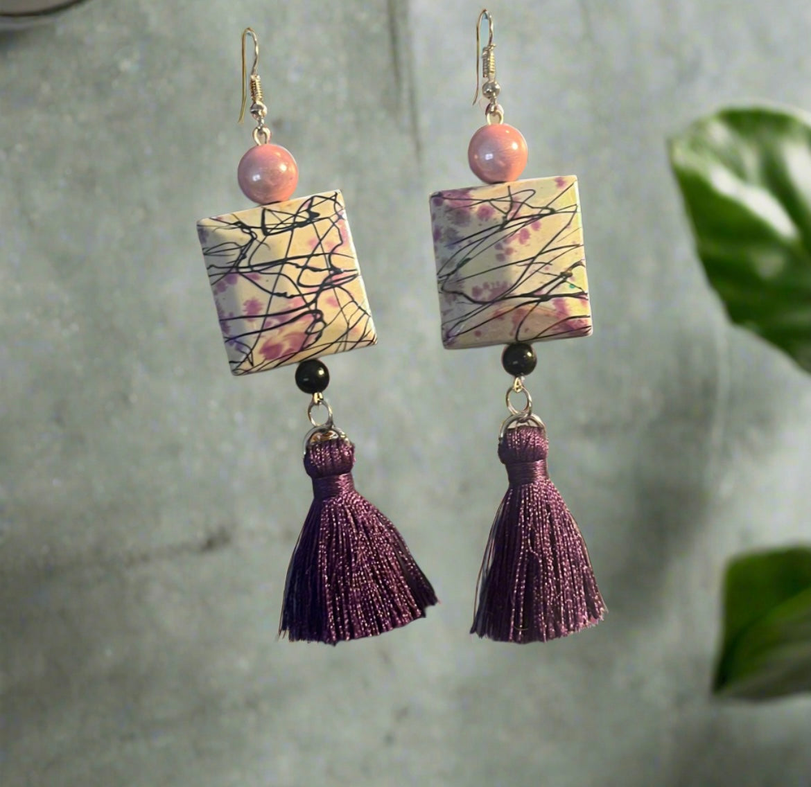Pink and Purple Tassel Ear Art