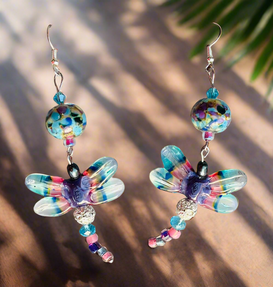 Blue Dragonfly Ear Art