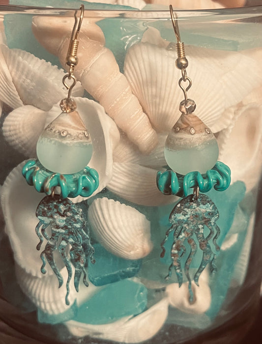 Patina Jellyfish Ear Art