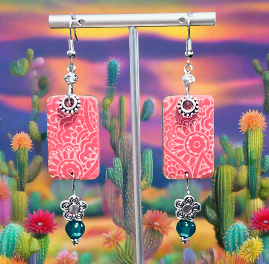 Spring Forward Coral Floral Ear Art