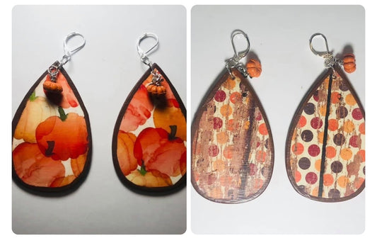 Reversible Pumpkin Polkadot Earrings
