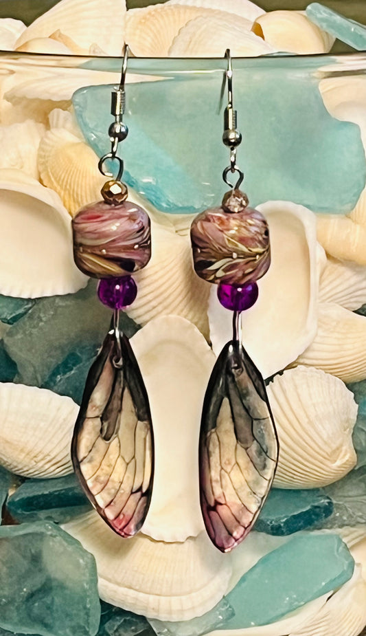 Lavender Dragonfly Wings Ear Art