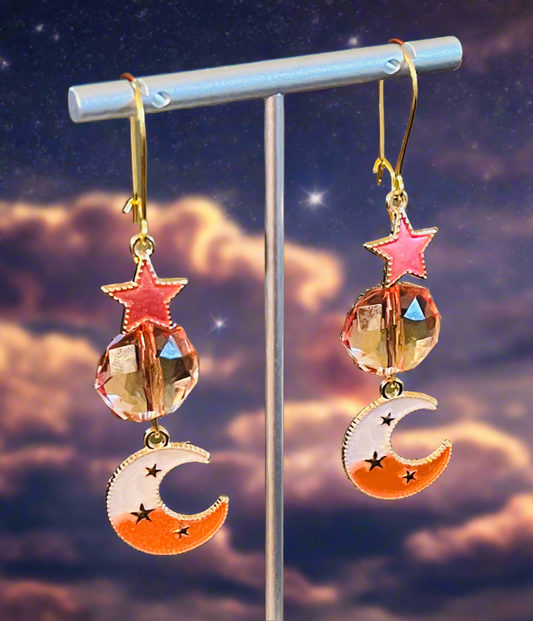 Peach Moon Phases Ear Art