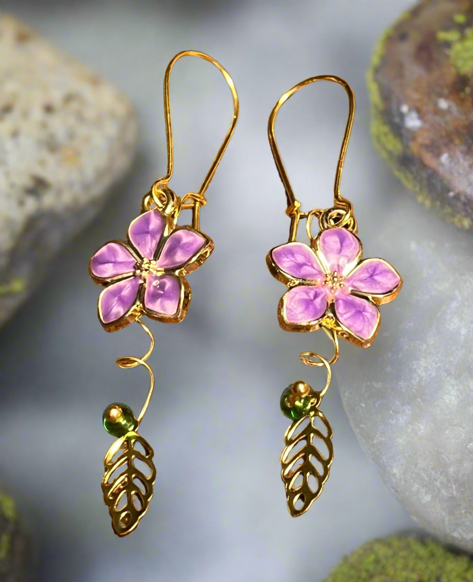 Purple Flowers Ear Art
