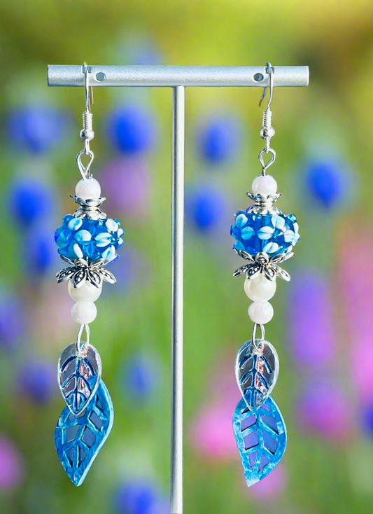 Blue Floral Earrings