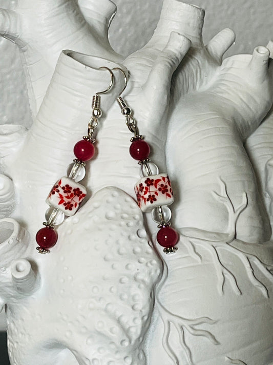 Red Cherry Blossom Earrings